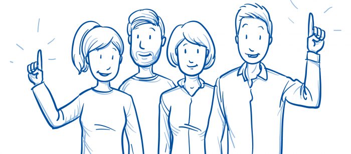 Line drawing of a group of adults