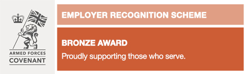 Armed Forces Covenant Employer Recognition Scheme Bronze Award banner