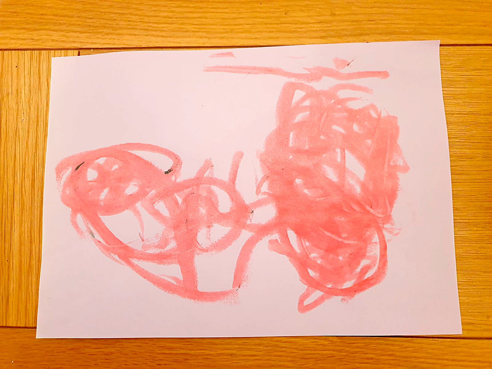 Crayon drawing of some poppies by three-year-old Taaveti