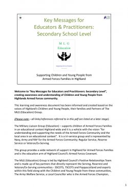 Cover of Highland Council's Military Liason Group's Secondary level key messages guide
