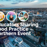 An aerial image of Aberdeen City Centre, with Aberdeen educators - sharing good practice printed on top.