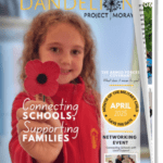 The front cover for the Dandelion Project Moray Newsletter Winter 2024, featuring a girl in a red jacket holding a poppy flower towards the camera. Short snippets of information are included on the cover about what's inside. Image courtesy of Moray Council's Dandelion Project.