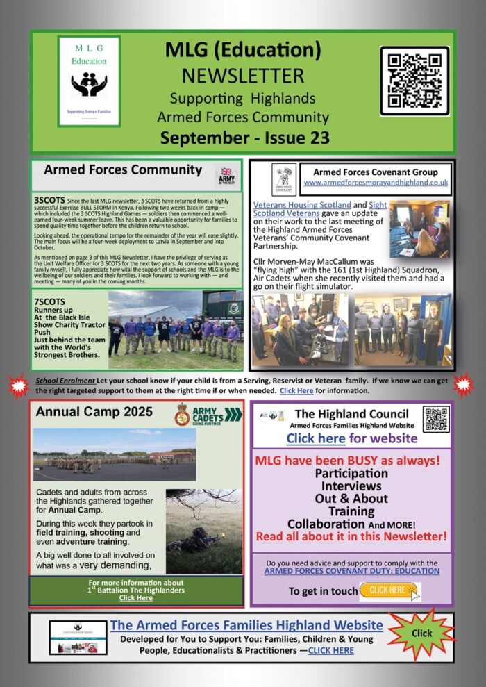 The front cover of the latest issue of Highland Education Partnership's MLG newsletter. 
