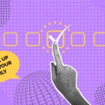 A pop art illustration shows a hand checking a box on a survey.