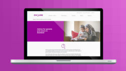 The Enquire website parents page is displayed on a laptop screen.
