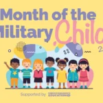 An illustration of some children under the heading 'Month of the Military Child 2026'