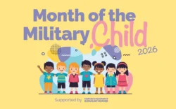 An illustration of some children under the heading 'Month of the Military Child 2026'