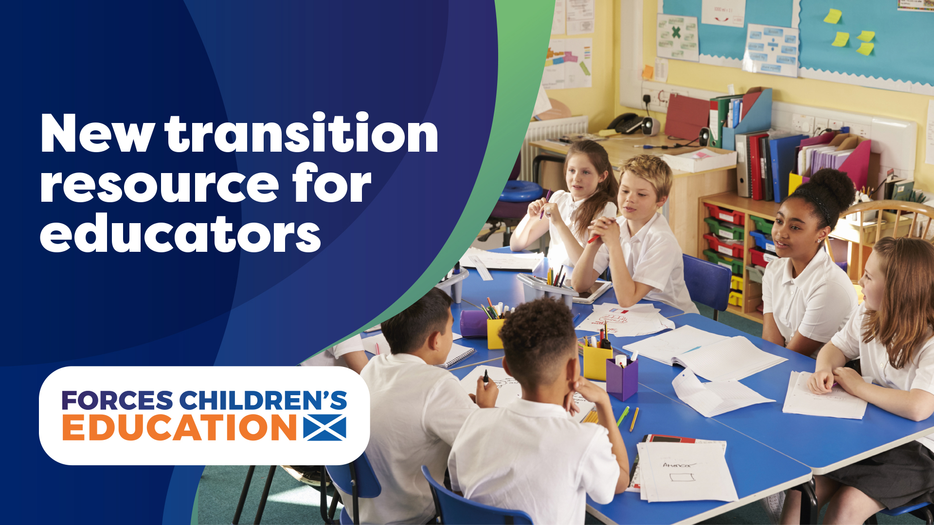 A poster reads "New transition resource for educators"