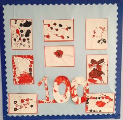 Colinton primary mark Remembrance with finger paintings